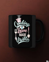 Cooking is visible love printed mugs
