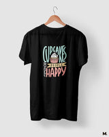 Cupcakes make people happy printed t shirts