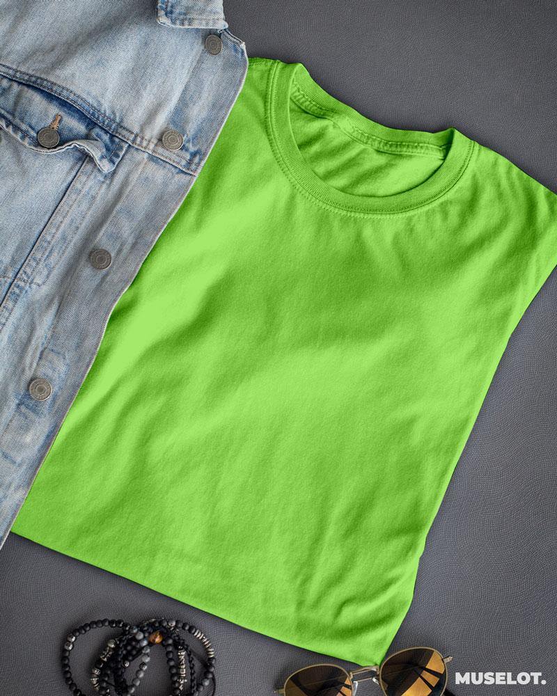 plain t shirts - Green plain t shirt for men  - MUSELOT