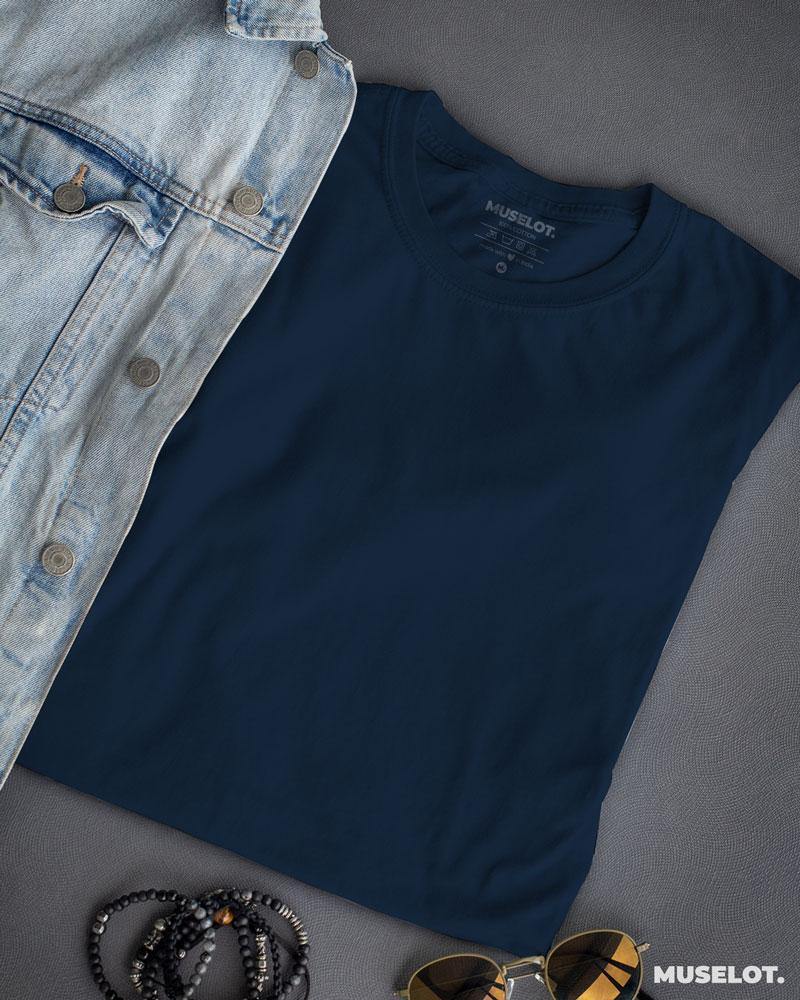 plain t shirts - Plain navy blue mens t shirt  - MUSELOT
