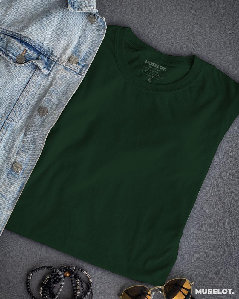 plain t shirts - Olive green mens t shirt  - MUSELOT