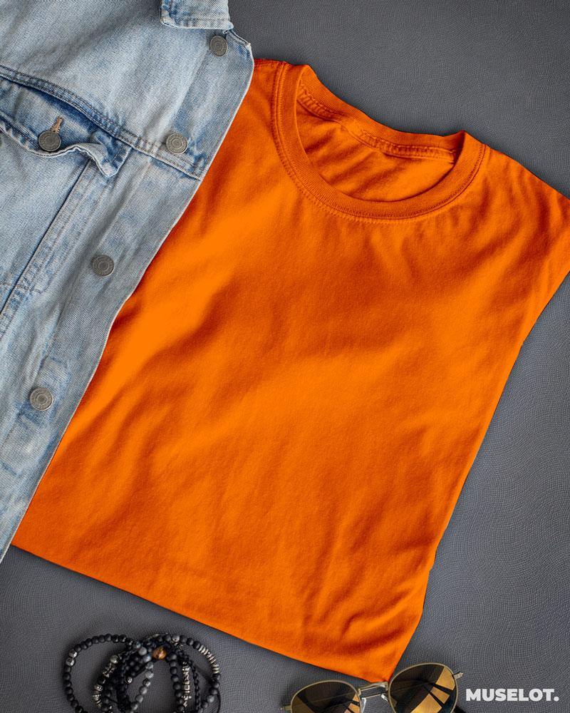 plain t shirts - Plain mens orange t shirt  - MUSELOT