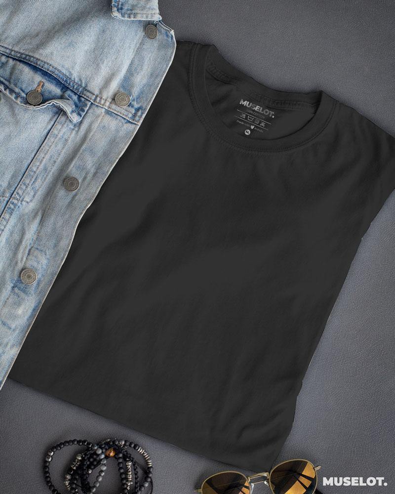 plain t shirts - Charcoal grey plain mens t shirt  - MUSELOT