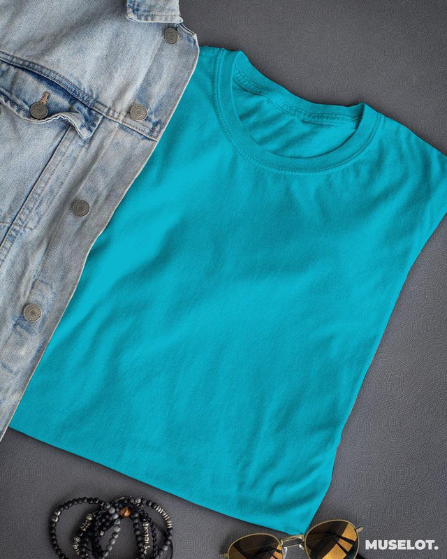 plain t shirts - Sky blue plain mens t shirt  - MUSELOT