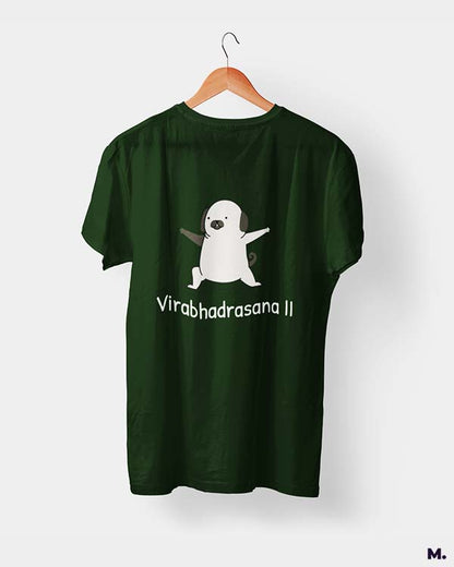 Muselot's Olive green printed with Virabhadrasana for yoga and dog lovers.
