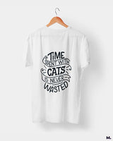 Time with cats is never wasted printed t shirts