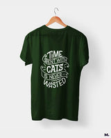 Time with cats is never wasted printed t shirts